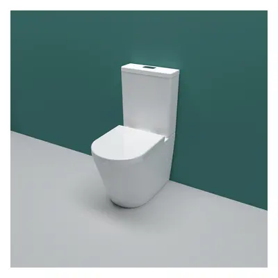 AICA Bathroom Rimless Close Coupled Toilet Modern WC Pan Cistern Soft Close Seat