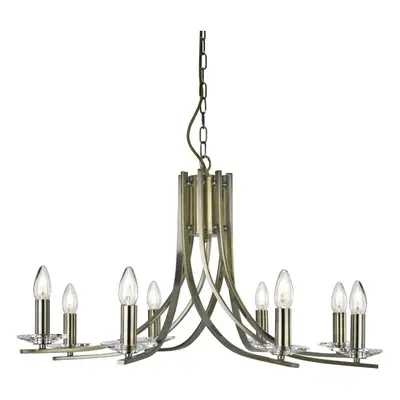 8 Light Twisted Ceiling Pendant With Clear Glass Sconces