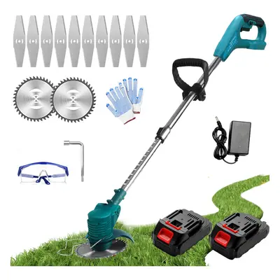 Cordless Strimmer Grass Trimmer Electric Tree Cutter+2Battery+Charger-Makita Compatible