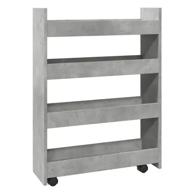 (concrete grey) vidaXL Narrow Storage Trolley Tier Rolling Cart Bookcase Engineered Wood