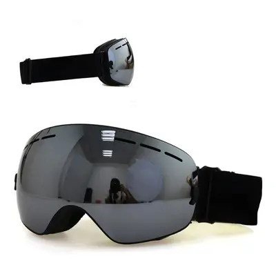 (Lense Silver) Ski Goggles Double Layers UV400 Anti-Fog Big Mask Glasses for Skiing Snowboard