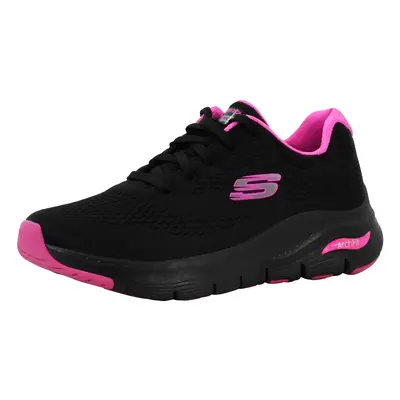 Skechers Women's Arch Fit-Sunny Outlook Sneaker Black/Hot Pink 8.5