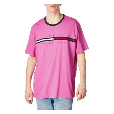 Tommy Hilfiger mens Short Sleeve Logo T-shirt T Shirt Raspberry Rose