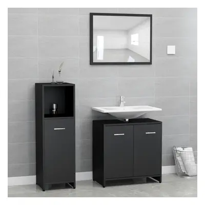 vidaXL Bathroom Furniture Set Piece Black Chipboard Storage Unit Furniture