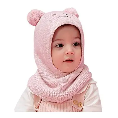 Magracy Baby Toddler Kids Girl's Winter Warm Hood Hat Fleece Lined Knit Earflap Hat Scarves with