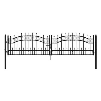 (305 x cm) vidaXL Fence Gate with Spear Top Black Powder-coated Steel Fence Multi Sizes