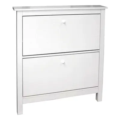 STOWE - Pair Drawer Shoe Storage Organiser Cabinet - White