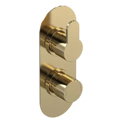 Pride Round Concealed Twin Thermostatic Shower Valve (1 Outlet), Brushed Brass - Balterley