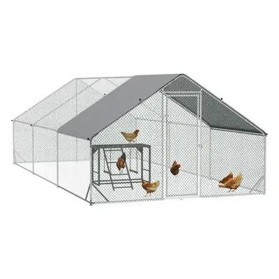 PawHut Walk In Chicken Run with Chicken Activity Shelf and Cover, x x 2m