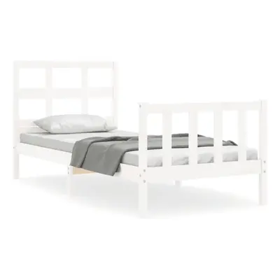 (white, x cm) vidaXL Bed Frame Bed Base Platform Bed with Headboard Grey Single Solid Wood