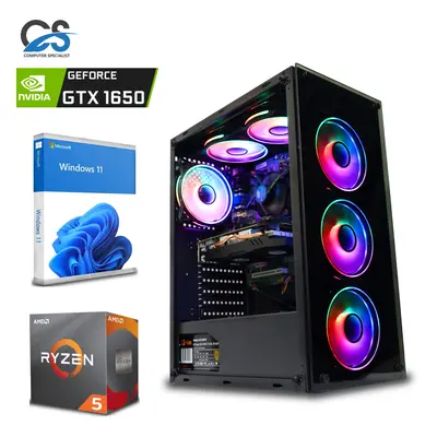 Fast Gaming PC AMD Ryzen 4500 16GB DDR4 GTX 1TB + 128GB SSD W11