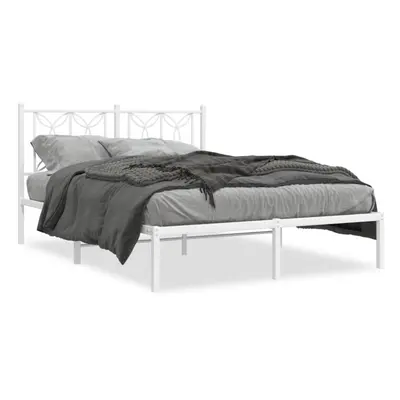 (white, x cm/ with headboard) vidaXL Metal Bed Frame with Headboard Home Bed Base Bedstead