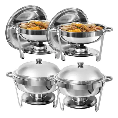 (4 pack, QT/5.5L) Round Chafing Dish Buffet Server Stainless Steel