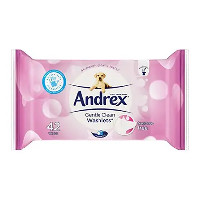 Andrex Washlets Flushable Toilet Tissue Wipes, Gentle Clean - Pack of (Total Wipes)