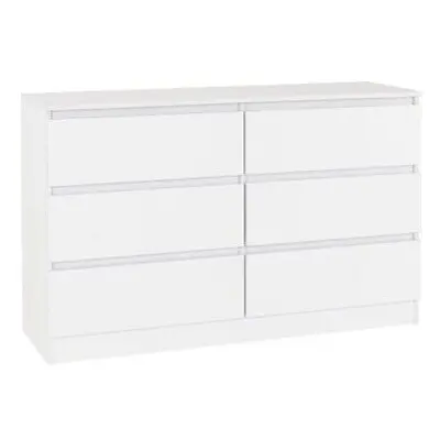 Malvern Drawer Chest of Drawers in White Recessed Handles Metal Runners