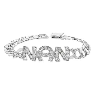 Ladies Sterling Silver CZ NAN Bracelet British Hallmarked