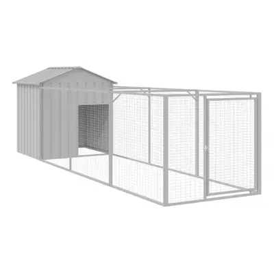 (light grey, x x cm) vidaXL Dog House with Run Dog Cage Pet Kennel Dog Kennel Galvanised Steel