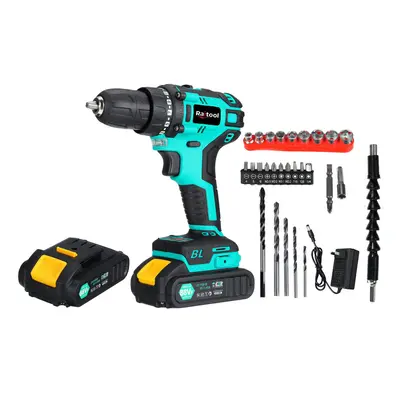 (Two Batteries) 88VF LED Brushless Electric Drill Torque Cordless Rechargeable Power Drill