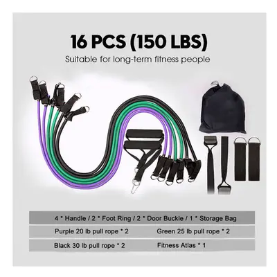 (D) 10-16Pcs/Set Resistance Bands Yoga Rubber Tubes Home Fitness Pull Rope Gym Exercise Tool