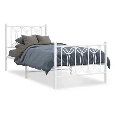 (white, x cm/ with headboard & footboard) vidaXL Metal Bed Frame with Headboard Home Bed Base Be