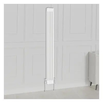 (1800x200mm-2 Column, White) NRG Traditional Radiator Horizontal Vertical Cast Iron Style Double