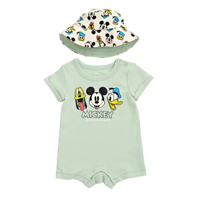 Disney Mickey Mouse Donald Duck Pluto Infant Baby Boys Romper and Hat