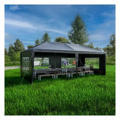 (Grey) BIRCHTREE 3x6m Garden PE Gazebo Party Wedding Camping Tent With Walls Canopy