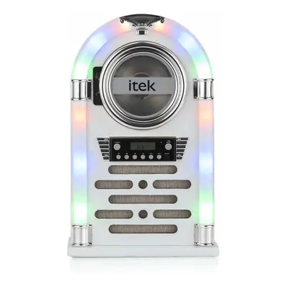 iTek I60018CDGW Jukebox CD Player, FM Radio Bluetooth, Gloss White