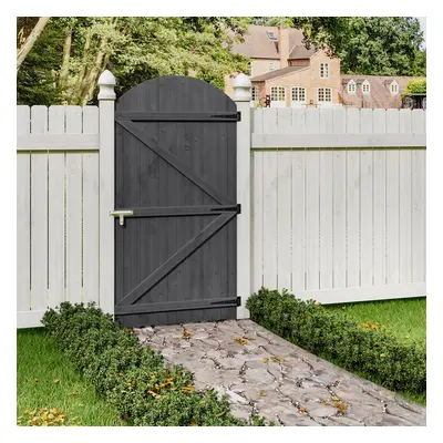 (90*180cm) Semi Braced Arch Top Strong Wooden Garden Gate, Grey