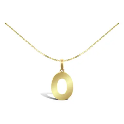 Jewelco London Solid 9ct Yellow Gold Polished Block Identity Initial Charm Pendant Letter O - JI