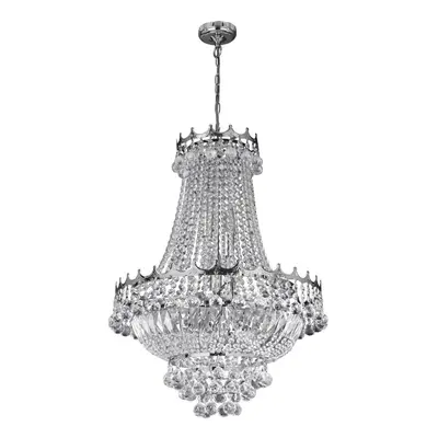 9 Light 52cm Chrome Chandelier Complete With Crystal