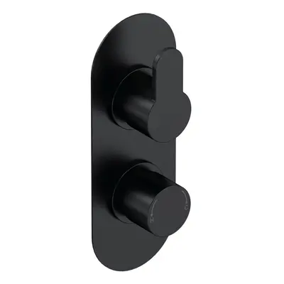 Pride Contemporary Bathroom Concealed Round Twin Thermostatic Shower Valve, 215mm, Matt Black - 