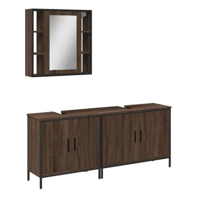 vidaXL Bathroom Cabinet Set Piece Sink Cabinet Brown Oak Engineered Wood