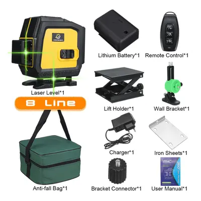 (8 line) 16/12/8 Lines 4D Green Laser Level Horizontal And Vertical Cross Self-Leveling Measurem