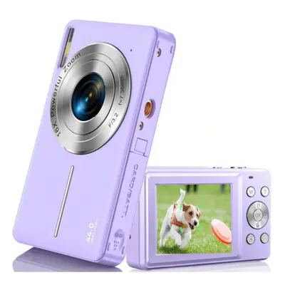 (Purple) FHD 1080P Digital Camera, 44MP Point And Shoot, 16X Zoom, Anti-Shake, Vlogging