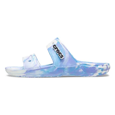 crocs Unisex-Adult classic Tie Dye Two-Strap Sandals WhiteOxygen