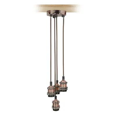 Quad E27 Antique Copper Rose Vintage Lighting Pendant with 1.8m Cables