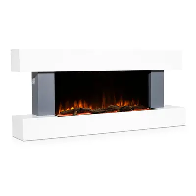 52" Wall Mounting Electric Fireplace with LED Flame Effect - Grey