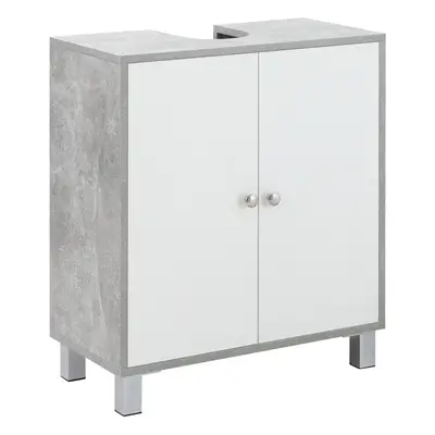 kleankin Bathroom Under Sink Cabinet with Adjustable Shelf, White and Grey