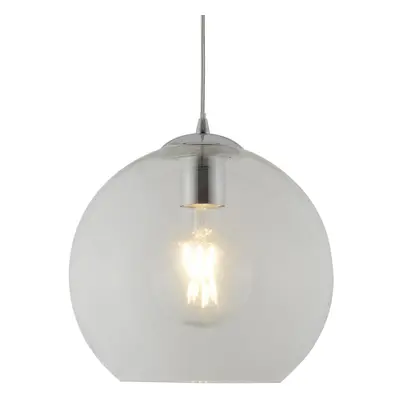 1 Light Round Pendant Chrome with Clear Glass