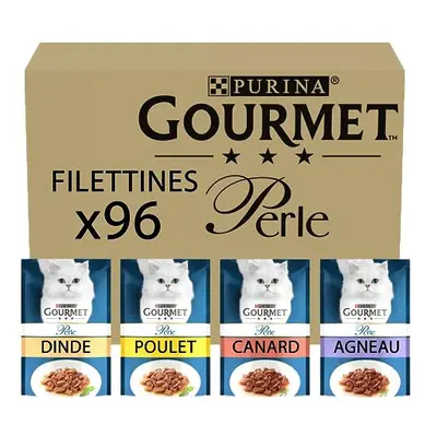 Gourmet Perle Adult Wet Cat Food Chef's Collection in Gravy with Duck, Lamb, Chicken, Turkey x 8