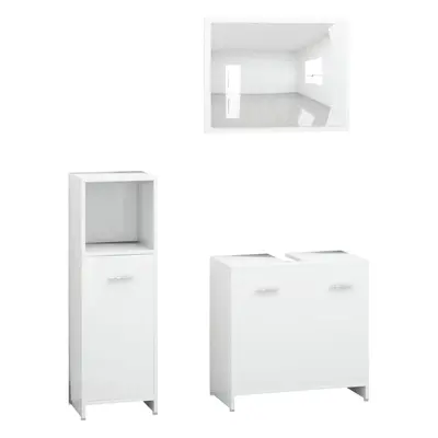 (white) vidaXL Bathroom Furniture Set Piece Engineered Wood Storage Multi Colours