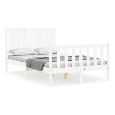 (white, x cm) vidaXL Bed Frame Bed Base Wooden Bed with Headboard White King Size Solid Wood