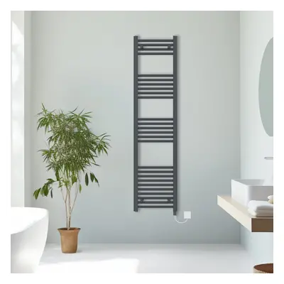 (Anthracite, 1600x400mm) Prefilled Electric Straight Heated Towel Rail Radiator Ladder Warmer