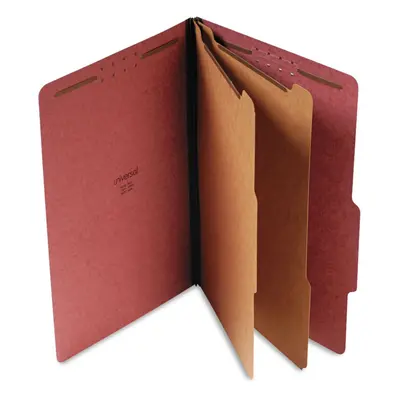 Universal Pressboard Classification Folder Legal Six-Section Red 10/Box