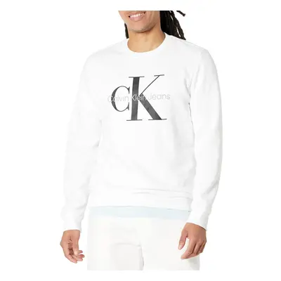 Calvin Klein Mens Monogram Logo Crewneck Sweatshirt Brilliant White Small