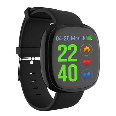 (All Black) 1'' TFT Color Screen IP67 Waterproof Smart Watch Heart Rate Monitor Remote Control C