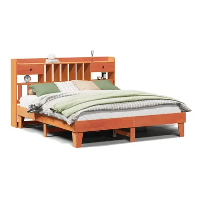 vidaXL Bed Frame without Mattress Bed Wax Brown Super King Solid Wood Pine