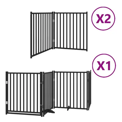 (black, x x cm/ pcs) vidaXL Dog Gate with Door Foldable Panels Dog Fence Gate White Poplar Wood