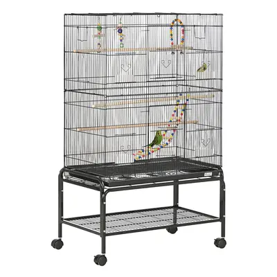 PawHut Bird Cage, with Stand, Wheels, Toys, for Budgies, Finches, Parakeets